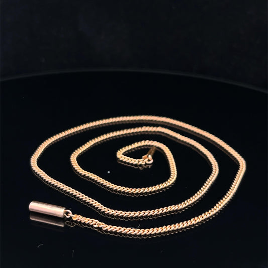 Antique 9ct Rose Gold  Curb chain 18" C.1900. Genuine Old One In Good Order. Perfect For Your Antique Pendant. '9ct' Tag Barrel Clasp. 4.2g