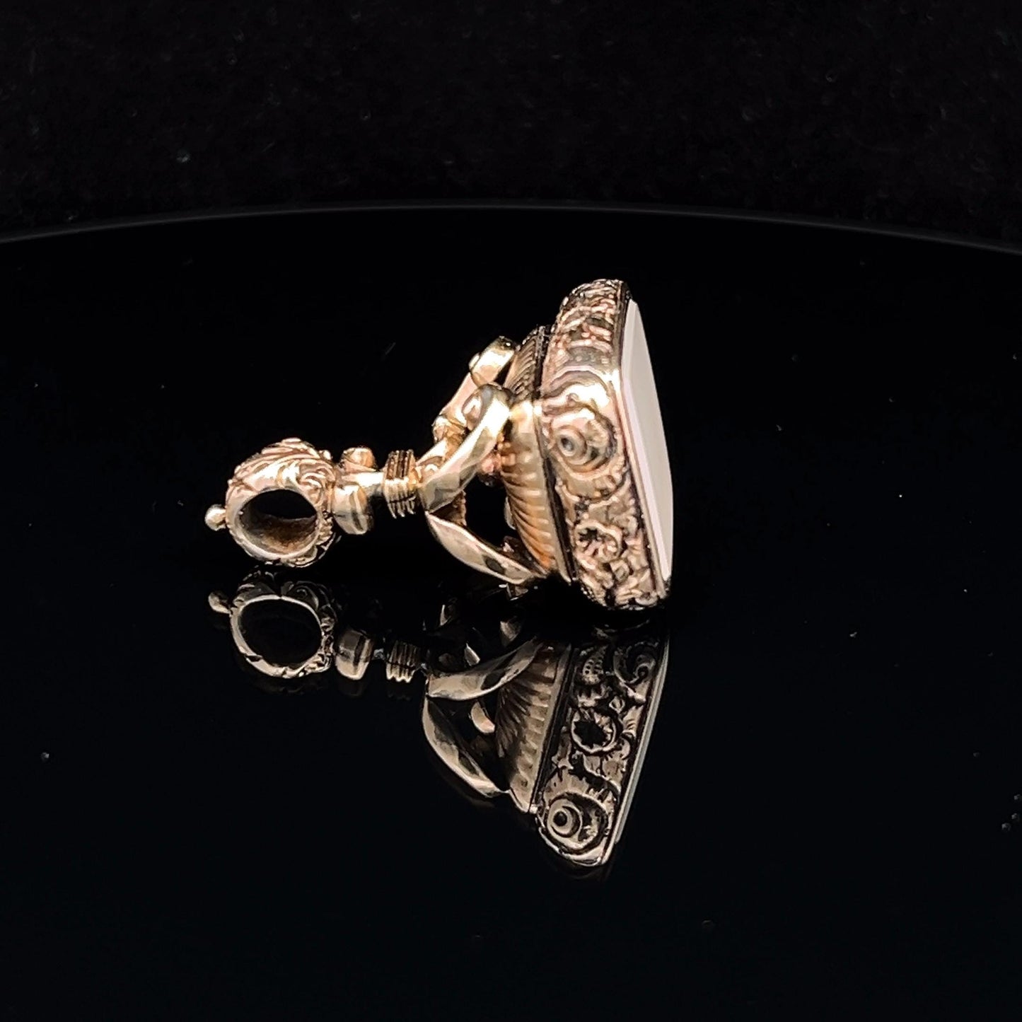 Antique Early Victorian Chalcedony Gold Cased Fob / Pendant.  English Circa 1840/1850