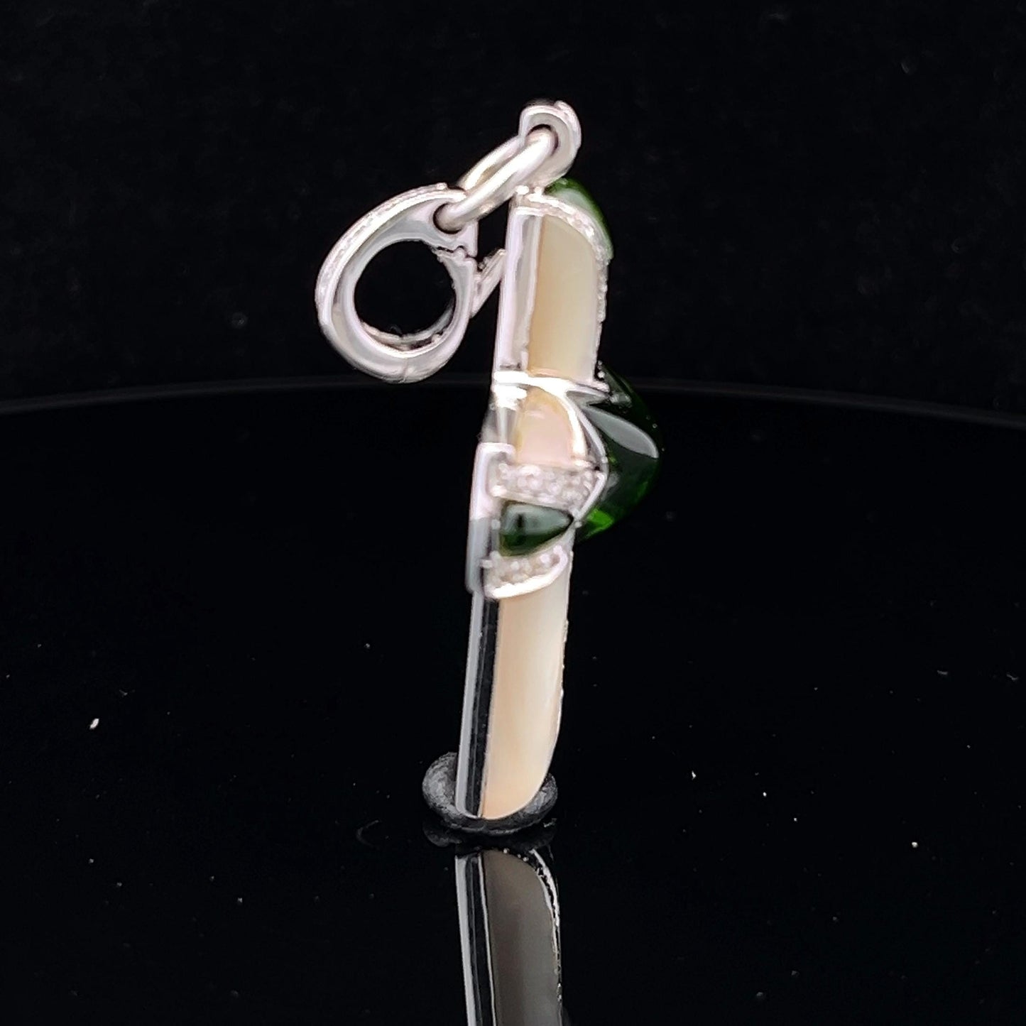 18ct White Gold Mappin and Webb, Tourmaline and Mother of Pearl Diamond Set Cross. Large Size. (CHAIN NOT INCLUDED).