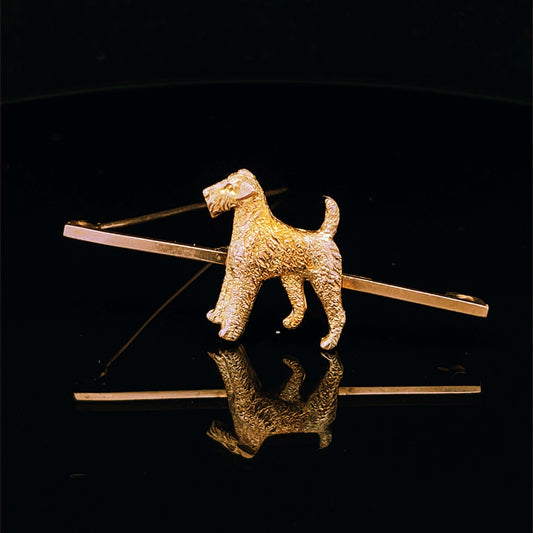 Antique Edwardian 9ct Dog Brooch. Superb Quality. Fine Detail, Terrier, Schnauzer