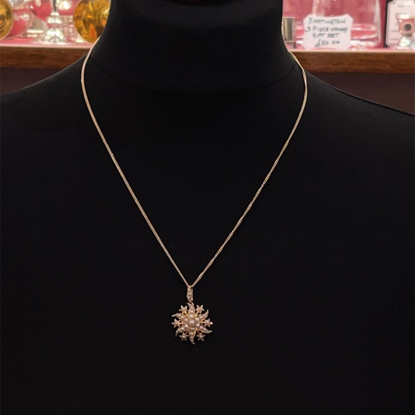 Antique 15ct Gold Natural Split Pearl Star Pendant Circa 1900. Smaller Sweet Size. (Chain Not Included)