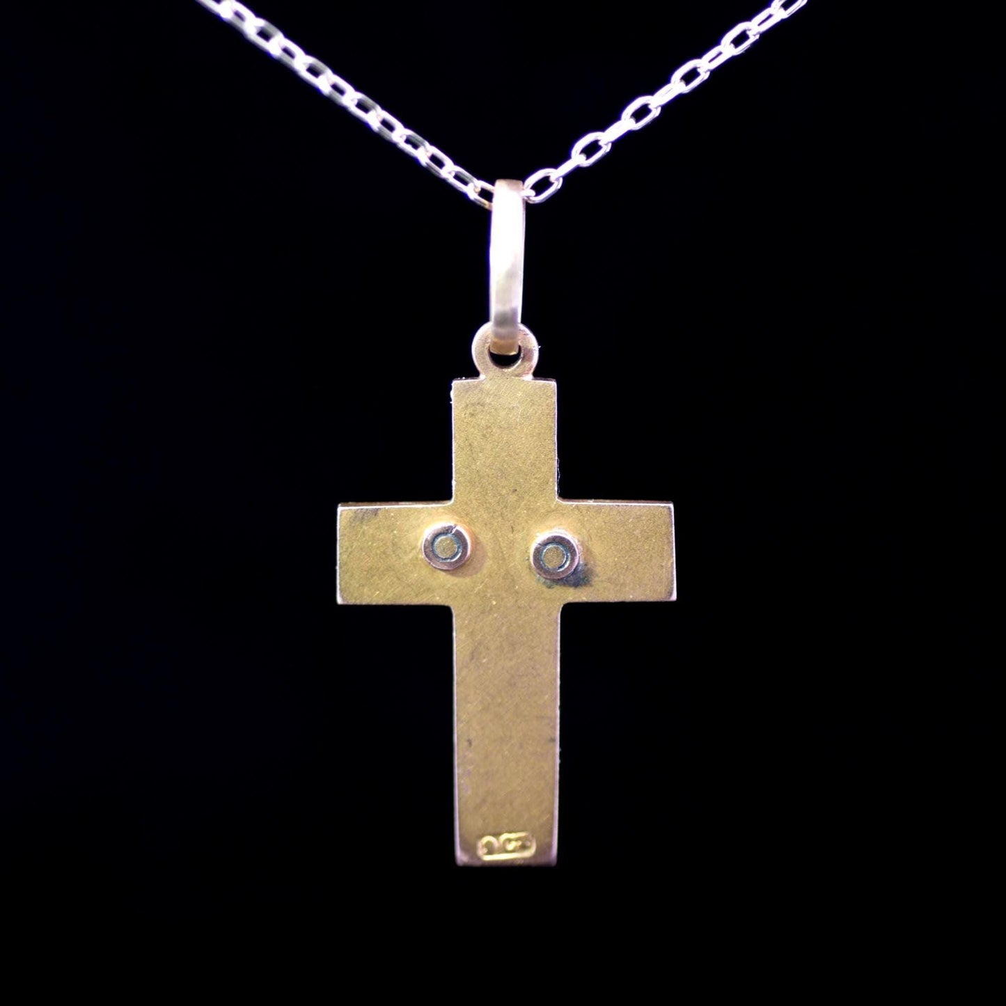Antique Gold Diamond Set Cross Pendant. Old European Cut Diamonds. Solid 9ct Gold. Victorian, English.  (Chain Not Included)