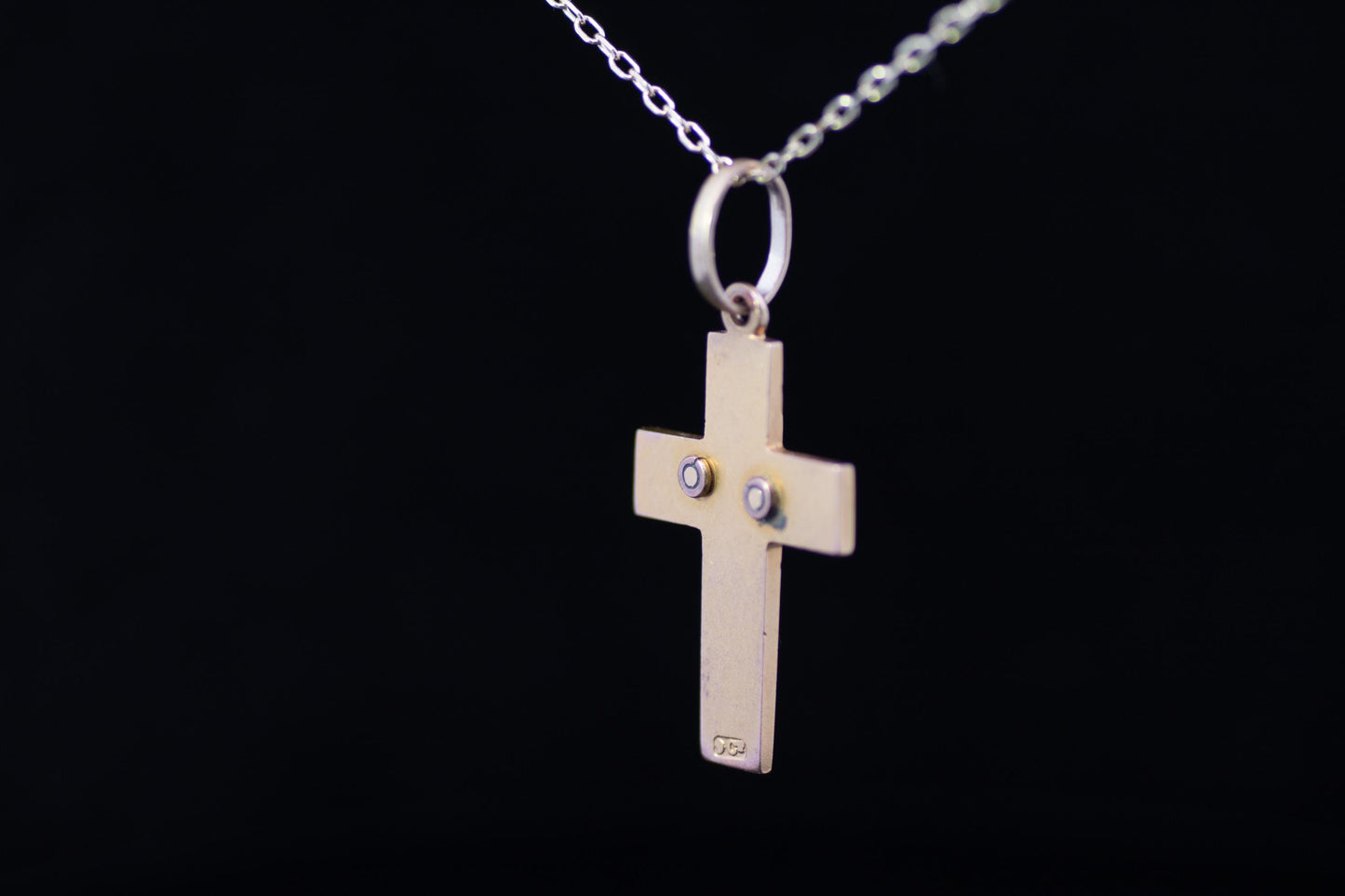 Antique Gold Diamond Set Cross Pendant. Old European Cut Diamonds. Solid 9ct Gold. Victorian, English.  (Chain Not Included)