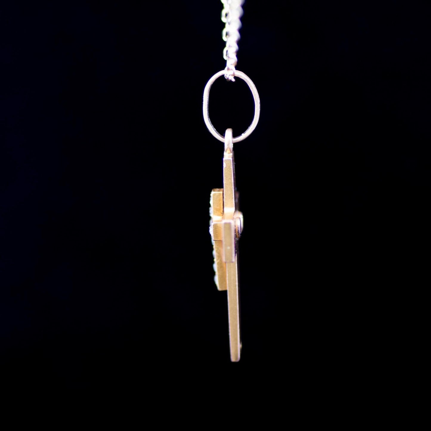 Antique Gold Diamond Set Cross Pendant. Old European Cut Diamonds. Solid 9ct Gold. Victorian, English.  (Chain Not Included)