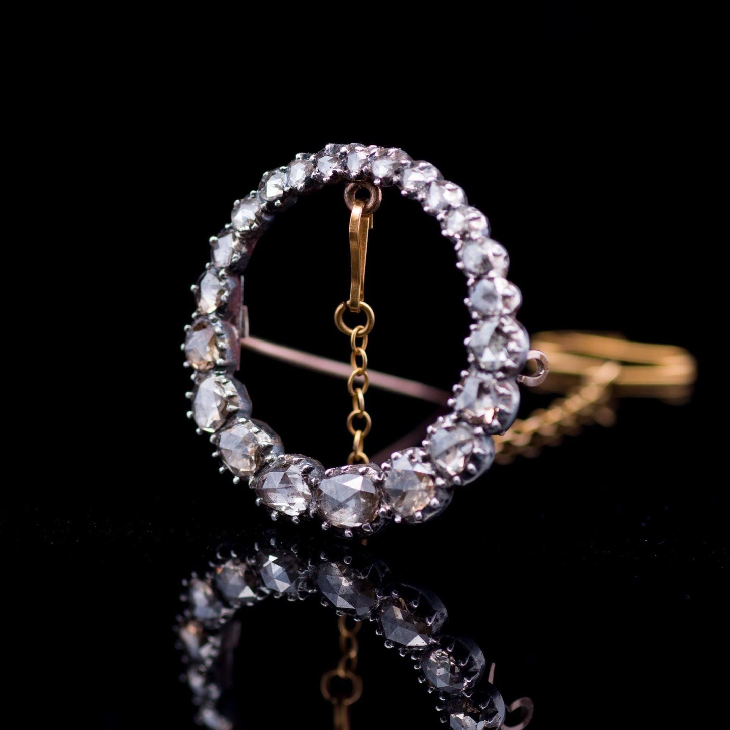 Rare Antique Georgian Brooch. Rose Cut Diamonds. C1800 , Flat Back, Silver Set, All Original Stones - Just Lovely.