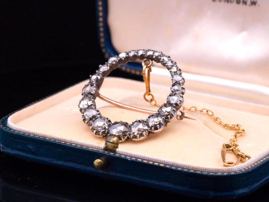 Rare Antique Georgian Brooch. Rose Cut Diamonds. C1800 , Flat Back, Silver Set, All Original Stones - Just Lovely.