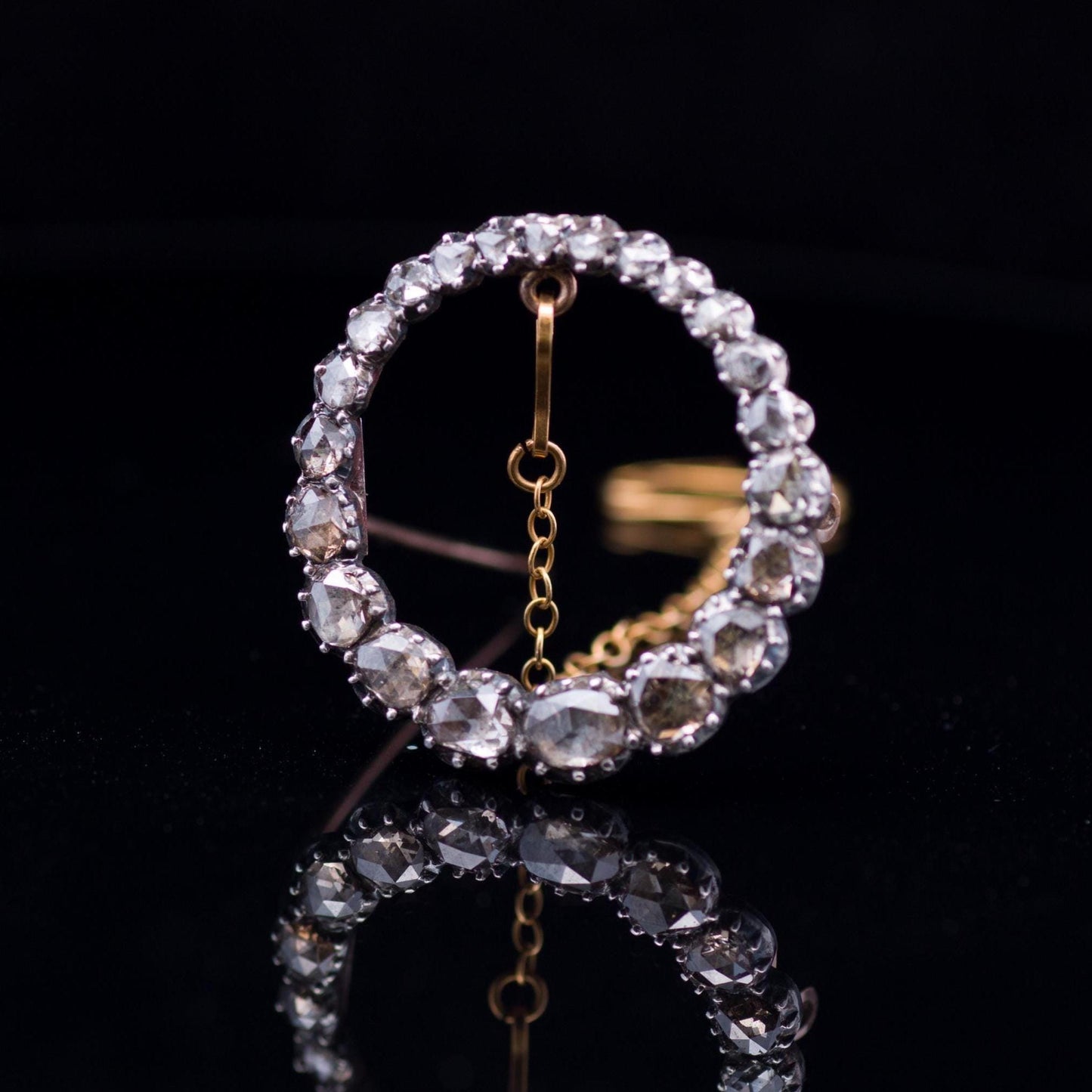 Rare Antique Georgian Brooch. Rose Cut Diamonds. C1800 , Flat Back, Silver Set, All Original Stones - Just Lovely.