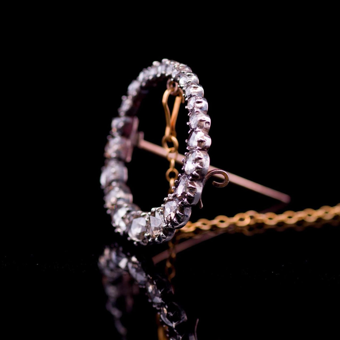 Rare Antique Georgian Brooch. Rose Cut Diamonds. C1800 , Flat Back, Silver Set, All Original Stones - Just Lovely.