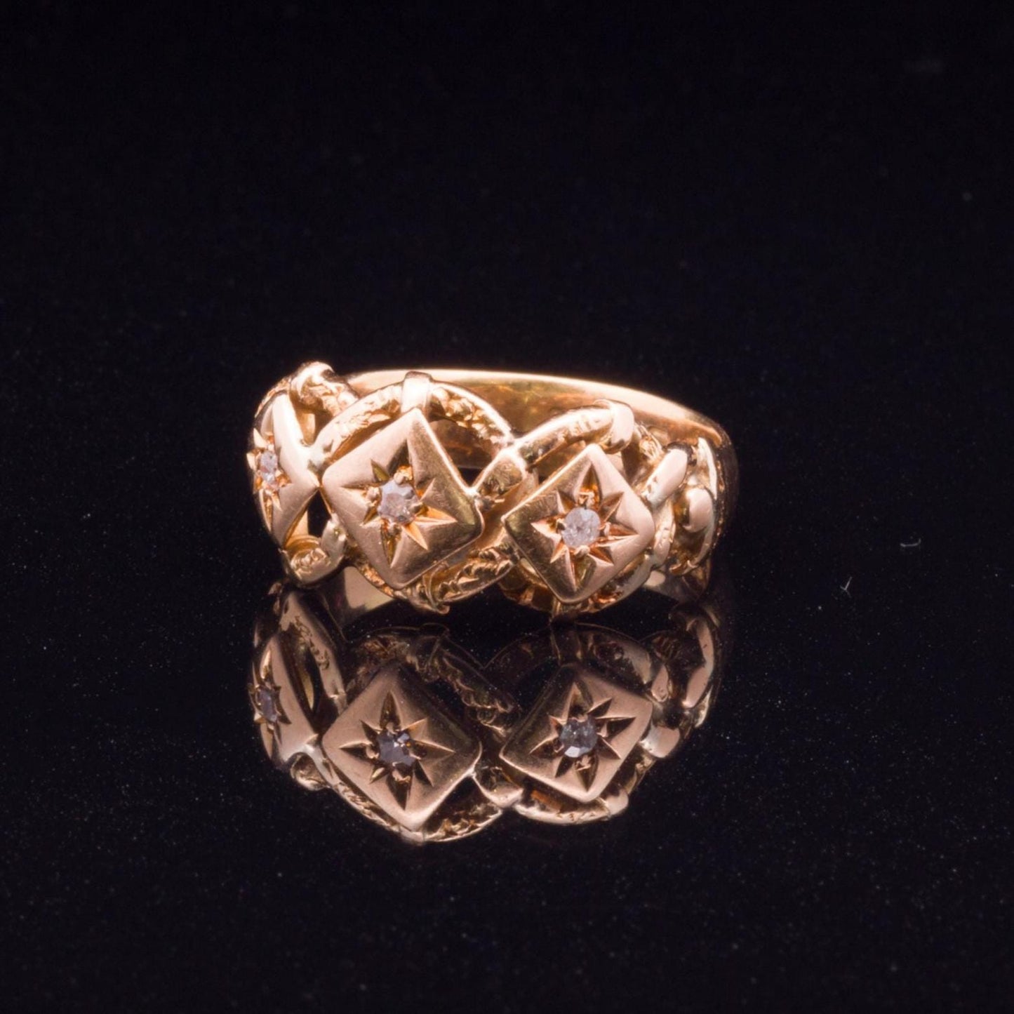 Antique 18ct Gypsy Knot Ring. Hallmarked London 1919. Rare 'triple Knot' Example. Trilogy Ring.