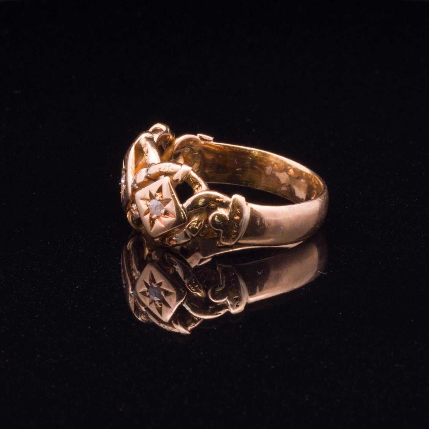 Antique 18ct Gypsy Knot Ring. Hallmarked London 1919. Rare 'triple Knot' Example. Trilogy Ring.