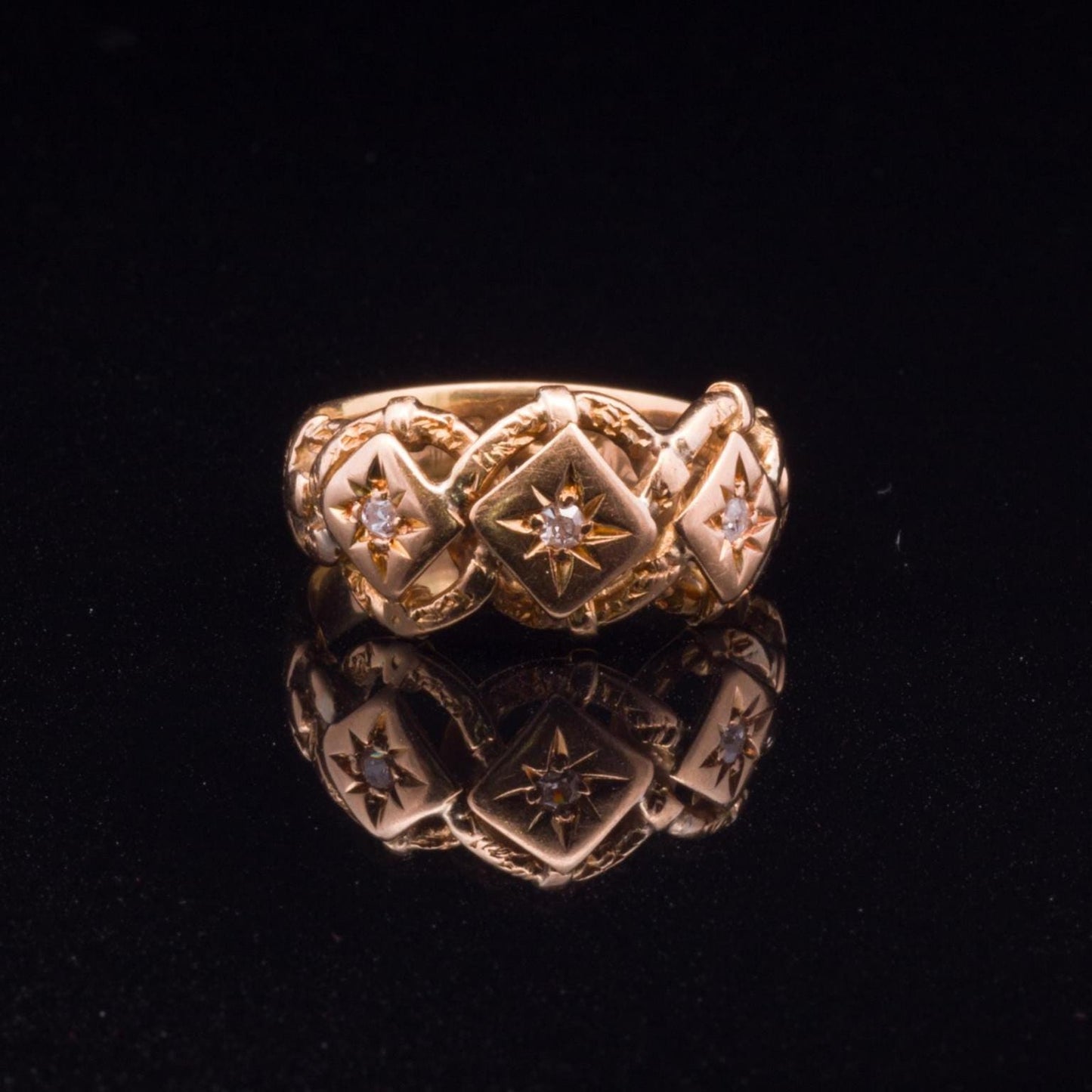 Antique 18ct Gypsy Knot Ring. Hallmarked London 1919. Rare 'triple Knot' Example. Trilogy Ring.