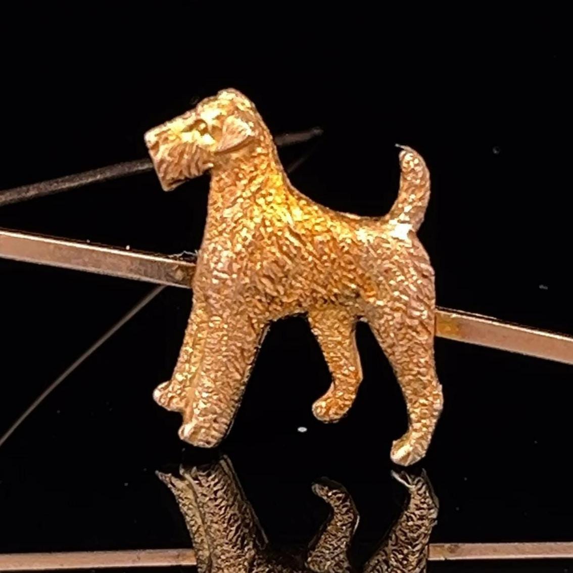 Antique Edwardian 9ct Dog Brooch. Superb Quality. Fine Detail, Terrier, Schnauzer