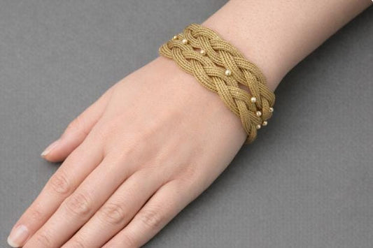 Vintage Woven Rope 18ct Gold Bracelet / Cuff Bracelet or Bangle. English 1984. 52.4g